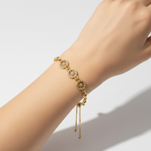 Load image into Gallery viewer, Gold Wheel Rhinestone Adjustable Bracelet BR11
