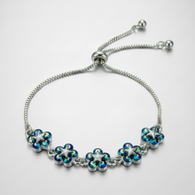 Load image into Gallery viewer, Silver & Blue Rhinestone Adjustable Bracelet BR05