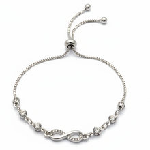 Load image into Gallery viewer, Silver Infinity Rhinestone Adjustable Bracelet BR08