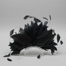 Load image into Gallery viewer, Stunning Black Feather Fascinator. FS143