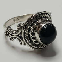 Load image into Gallery viewer, Black Onyx Sterling silver ring sizes 7, 14 (BR015)