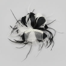 Load image into Gallery viewer, Stunning Black & White Feather Fascinator. FS060