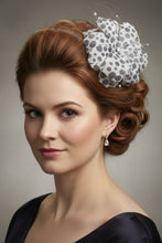 Load image into Gallery viewer, Stunning Grey & White Feather Fascinator. FS061