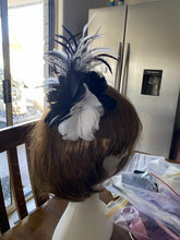 Load image into Gallery viewer, Stunning White & Black Feather Fascinator FS201
