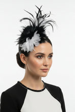 Load image into Gallery viewer, Stunning White & Black Feather Fascinator FS201