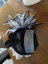 Load image into Gallery viewer, Stunning White & Black Feather Fascinator FS201