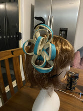 Load image into Gallery viewer, Stunning Blue & Cream Fascinator. FS113