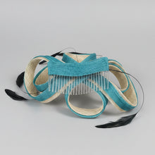 Load image into Gallery viewer, Stunning Blue & Cream Fascinator. FS113