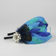 Load image into Gallery viewer, Stunning Blue & Green Fascinator. FS146