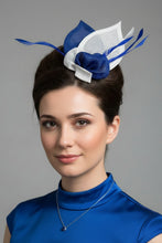 Load image into Gallery viewer, Stunning Blue & White Fascinator. FS131