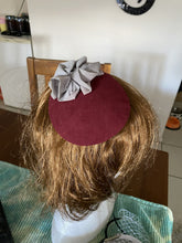 Load image into Gallery viewer, Stunning Burgundy & Grey Fascinator FS219
