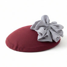 Load image into Gallery viewer, Stunning Burgundy & Grey Fascinator FS219
