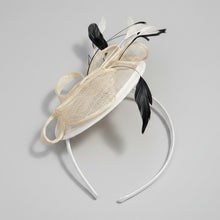 Load image into Gallery viewer, Stunning White, Cream & Black Fascinator FS172