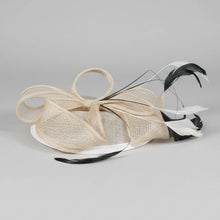Load image into Gallery viewer, Stunning White, Cream & Black Fascinator FS172