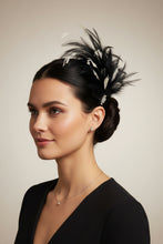 Load image into Gallery viewer, Stunning Cream & Black Feather Fascinator FS179