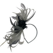 Load image into Gallery viewer, Stunning Grey & Black Stacey Fascinator (FS011)
