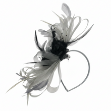 Load image into Gallery viewer, Stunning Grey & Black Stacey Fascinator (FS011)