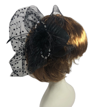 Load image into Gallery viewer, Stunning Black Fascinator decorated with Swarovski Crystals. FS028