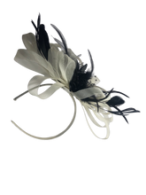 Load image into Gallery viewer, Stunning Cream & Black Stacey fascinator