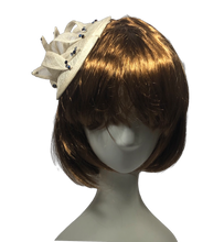 Load image into Gallery viewer, Stunning Cream Fascinator with blue & crystal sparkles (FS095)