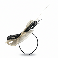 Load image into Gallery viewer, Stunning black & Cream Bow Fascinator. FS026