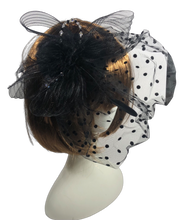 Load image into Gallery viewer, Stunning Black Fascinator decorated with Swarovski Crystals. FS028