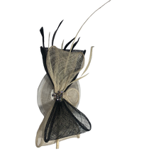 Load image into Gallery viewer, Stunning black & Cream Bow Fascinator. FS026