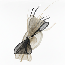 Load image into Gallery viewer, Stunning black & Cream Bow Fascinator. FS026