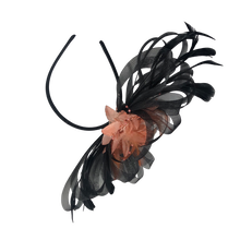 Load image into Gallery viewer, Stunning Peach & Black Stacey fascinator. FS002