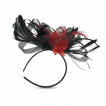 Load image into Gallery viewer, Stunning Red & Black Stacey fascinator FS003