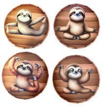 Load image into Gallery viewer, Sloth Wooden Coasters (4-Pack) CS05