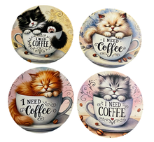 Load image into Gallery viewer, Cat Wooden Coasters (4-Pack) CS69
