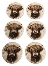 Load image into Gallery viewer, Highland Cow Wooden Coasters (6-Pack) CS76