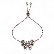 Load image into Gallery viewer, Silver Butterfly Rhinestone Adjustable Bracelet BR14