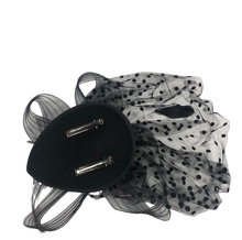 Load image into Gallery viewer, Stunning Black Fascinator decorated with Swarovski Crystals. FS028
