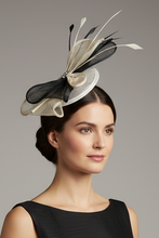 Load image into Gallery viewer, Stunning black & Cream Bow Fascinator. FS026
