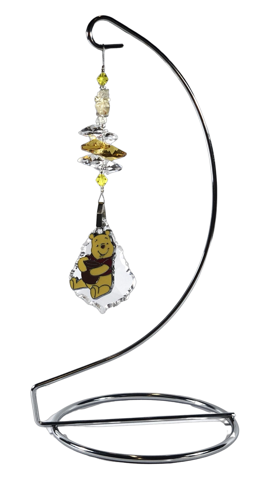 Winnie The Pooh - crystal suncatcher is decorated with citrine gemstones and come on this amazing stand.