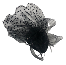 Load image into Gallery viewer, Stunning Black Fascinator decorated with Swarovski Crystals. FS028