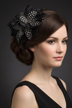 Load image into Gallery viewer, Stunning Black & Ivory Feather Fascinator (FS096)