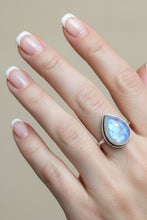 Load image into Gallery viewer, Moonstone Sterling silver ring sizes 13, 14 (BR018)
