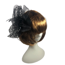 Load image into Gallery viewer, Stunning Black Fascinator decorated with Swarovski Crystals. FS028
