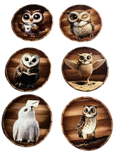 Load image into Gallery viewer, Owl Wooden Coasters (6-Pack) CS95