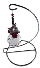 Load image into Gallery viewer, Butterfly -  red crystal suncatcher is decorated with garnet gemstones and come on this amazing large stand.
