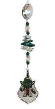 Load image into Gallery viewer, Star Wars - Yoda crystal suncatcher, decorated with 50mm Starburst crystal and malachite gemstone.
