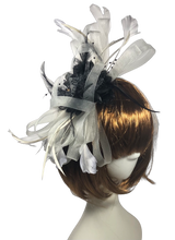 Load image into Gallery viewer, Stunning Grey & Black Stacey Fascinator (FS011)
