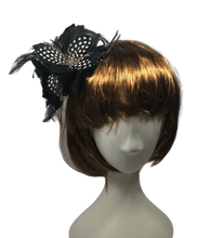 Load image into Gallery viewer, Stunning Black & Ivory Feather Fascinator (FS096)