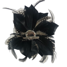Load image into Gallery viewer, Stunning Black & Ivory Feather Fascinator (FS096)
