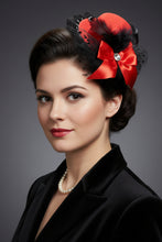 Load image into Gallery viewer, Stunning Red & Black Fascinator. FS066