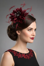 Load image into Gallery viewer, Stunning Red & Black Feather Fascinator FS167