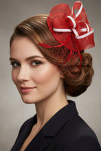Load image into Gallery viewer, Stunning Red & White Fascinator. FS072